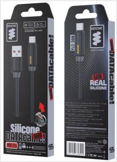 WK USB 2.0 Cable USB-C male - USB-A 66W PD Μαύρο 1m 250835