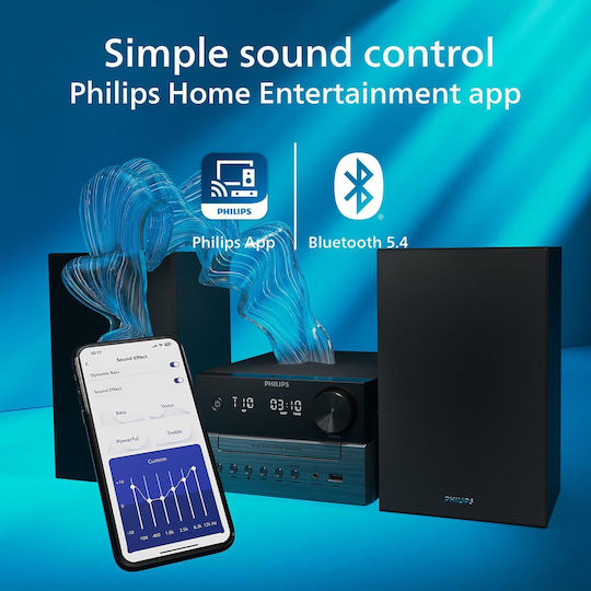 Philips Ηχοσύστημα 2.0 TAM3505M2 TAM3505M2/12 18W με CD / Digital Media Player, WiFi και Bluetooth Μαύρο