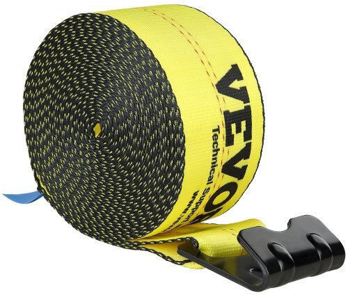 Vevor Winch Straps 4" X 30' 6000 Lbs Load Capacity 18000 Lbs Break Strength Truck Straps Flat Hook Flatbed Tie Downs Cargo Control Trailers Farms Rescues Tree Saver Yellow 10 Pack