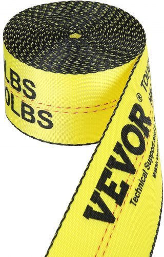 Vevor Winch Straps 4" X 30' 6000 Lbs Load Capacity 18000 Lbs Break Strength Truck Straps Flat Hook Flatbed Tie Downs Cargo Control Trailers Farms Rescues Tree Saver Yellow 10 Pack