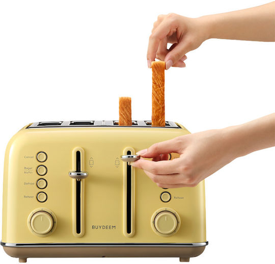 Buydeem Toaster 4 Slots 1800W Yellow