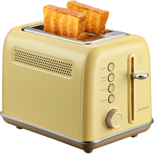 Buydeem Prăjitor de pâine 2 sloturi 900W Galben