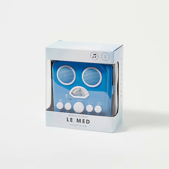 Sunnylife Beach Sounds Bluetooth-Lautsprecher mit Radio und Akkulaufzeit bis zu 6 Stunden Blau