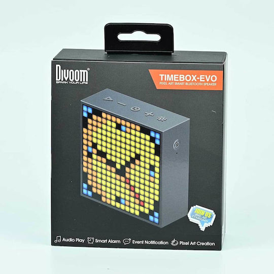 Divoom Timebox Evo Ηχείο Bluetooth 6W με Ραδιόφωνο και Διάρκεια Μπαταρίας έως 6 ώρες Μαύρο