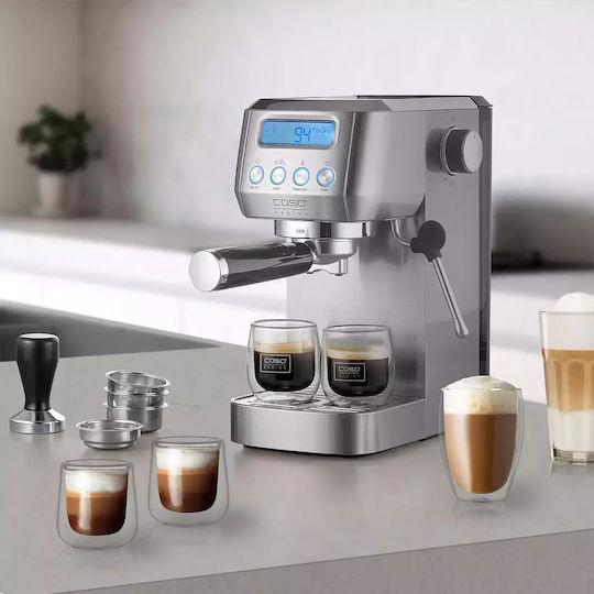 Caso Μηχανή Espresso 1350W Πίεσης 20bar για Cappuccino Γκρι