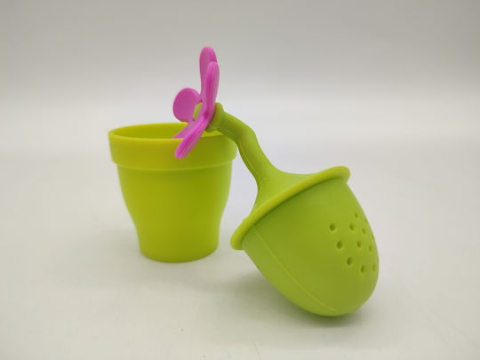 Tea Filter Flower Pot Flower Silicone 11cm Pink Faceted