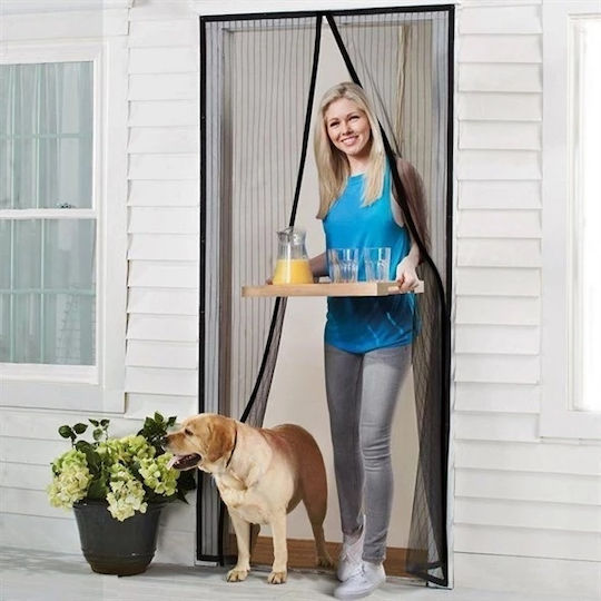 Mosquito Net Door with Velcro with Magnetic Clasp Black 210x101cm