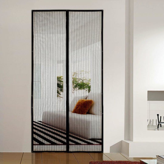 Mosquito Net Door with Velcro with Magnetic Clasp Black 210x101cm