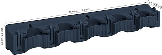Multi-Hanger Organizer 5 Poles 6 Folding Hooks Gray Blue 46.5x6.5x7cm Plastic