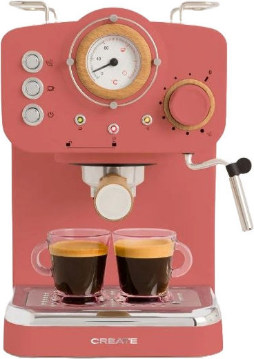 Create Thera Retro Automatic Espresso Machine 1100W Pressure 20bar for Cappuccino Orange