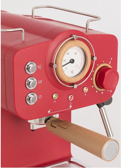 Create Thera Retro Espressomaschine 1100W Druck 20bar für Cappuccino Rot