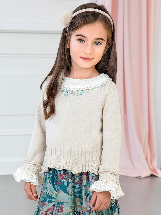 Abel Lula Pulover Jersey Tricot Stras 05802-003 Bej Fată