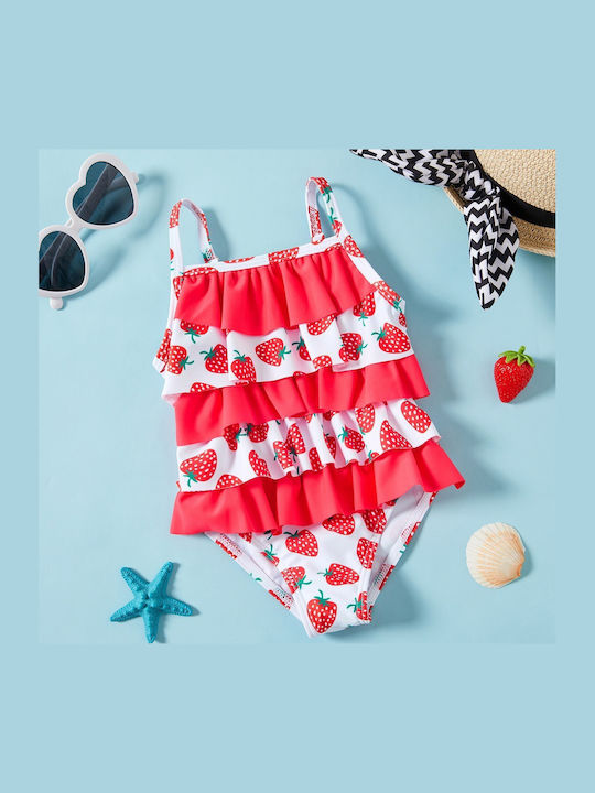 Costum De Baie Pentru Copii Fetițe Căpșunică Roșu