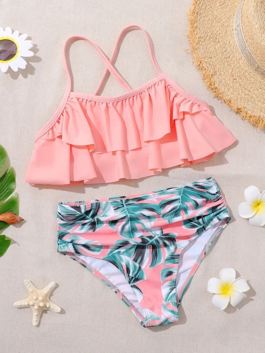 Mαγιό Ροζ 2 Κομμάτια Floral