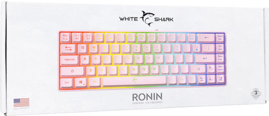 White Shark Ronin Gaming Πληκτρολόγιο 60% με RGB φωτισμό (Αγγλικό US) Ροζ