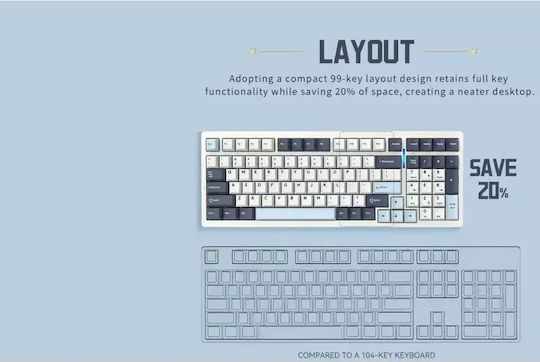 VGN S99 Wireless Gaming Mechanical Keyboard with Custom switches and RGB lighting (English US) White