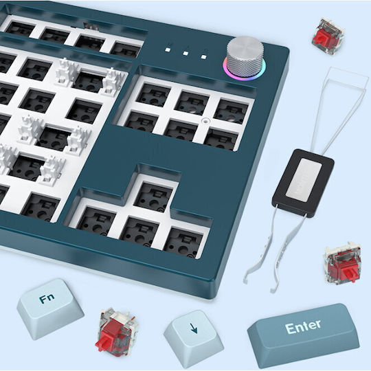 Montech MK87FR Gaming Mechanisches Tastatur Tenkeyless mit Gateron G-Pro Rot Schaltern und RGB Beleuchtung Englisch US Blau