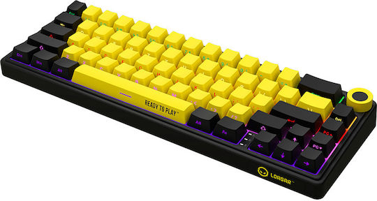 Lorgar KBP70MW Безжичен Гейминг Механична Клавиатура 65% с RGB подсветка (Английски UK) Black/Yellow