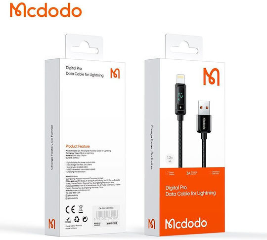 Mcdodo Braided USB-A to Lightning Cable 12W Μαύρο 1.2m CA-9940