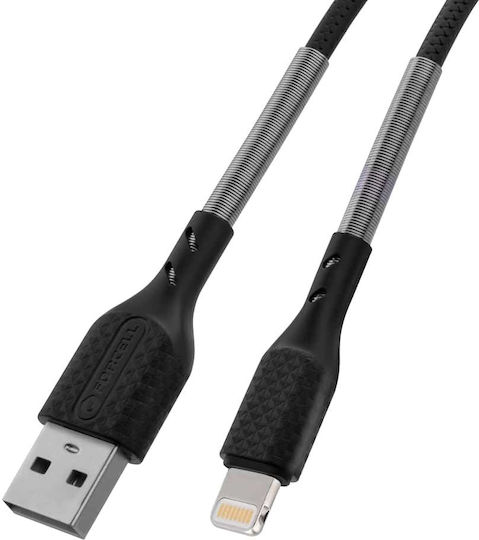 Forcell CB-01A Geflochten USB-A zu Lightning Kabel 12W Schwarz 1m (FOCB-152320)