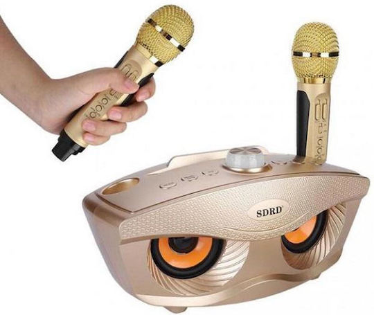 Ηχείο Karaoke με Ασύρματα Μικρόφωνα και Εφέ Φωτισμού SD-306 Χρυσό
