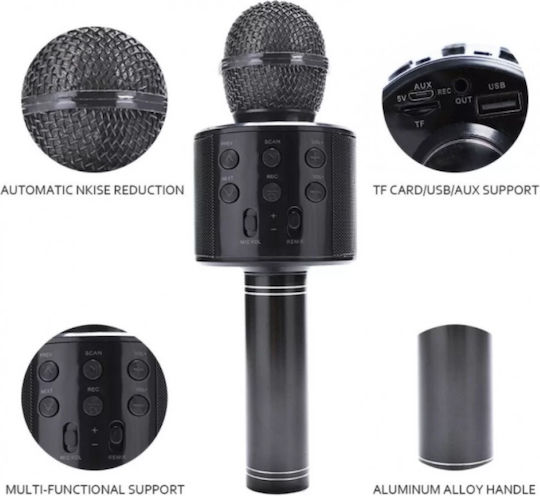 WSTER Μικρόφωνο Karaoke Ασύρματο WS-858 WS-868 WS-858 Μαύρο