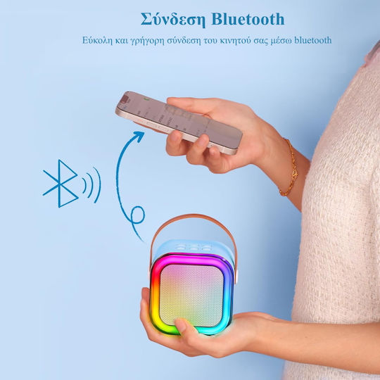 Skysonic Karaoke-Lautsprecher mit Kabellosen Mikrofonen und Lichteffekten K8 SKY-K8P Hellblau