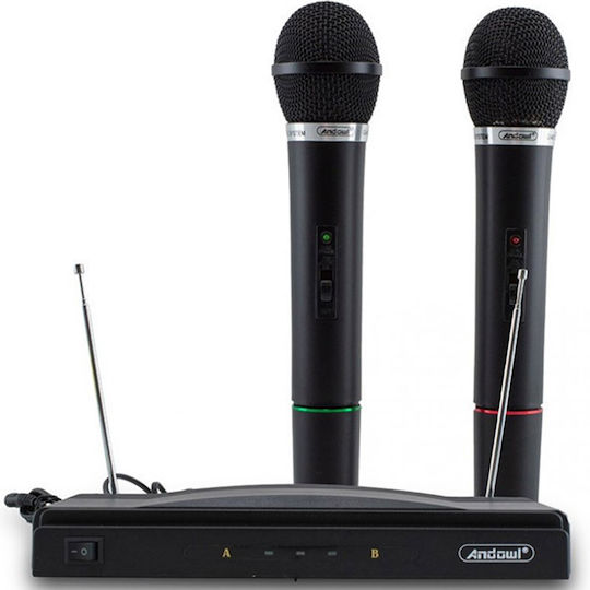 Andowl Karaoke Amplifier with Wireless Microphones Q-MIC590 Black