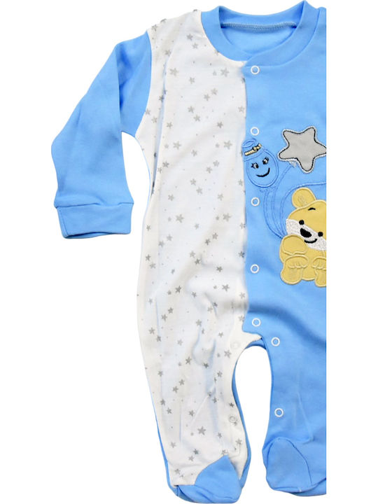 Poulain Baby Bodysuit Long-Sleeved Light Blue