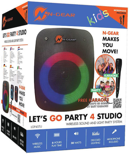 N-Gear Ηχείο Karaoke με Ενσύρματo Μικρόφωνο και Εφέ Φωτισμού LGP4 Studio Μαύρο