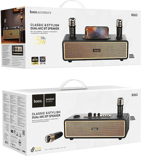 Hoco Karaoke Speaker With Wireless Microphones BS63 Gold