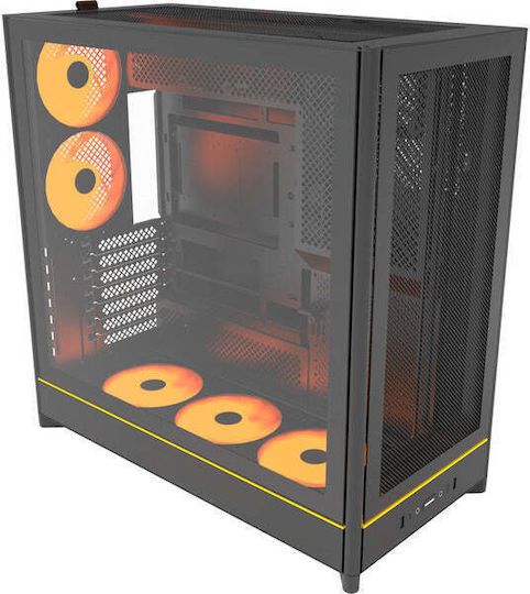 Montech HS01 PRO Gaming Midi Tower Κουτί Υπολογιστή με Πλαϊνό Παράθυρο και RGB Φωτισμό Μαύρο