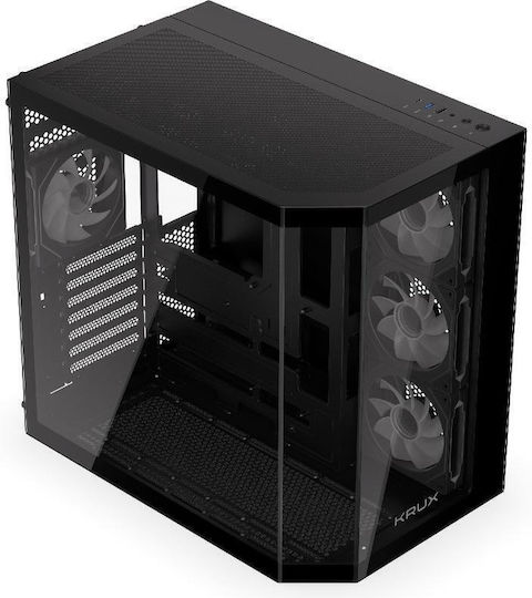 Krux Empero Gaming Midi Tower Computer Case with Side Window and ARGB Lighting Black