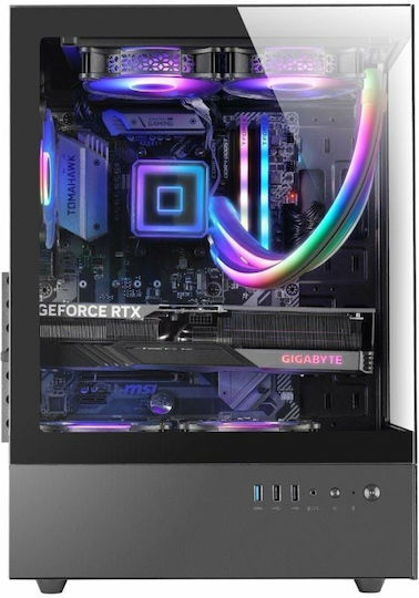 Mars Gaming MCXO Gaming Midi Tower Κουτί Υπολογιστή με Πλαϊνό Παράθυρο Μαύρο