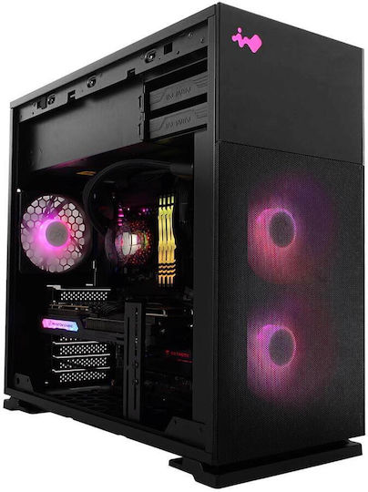 In Win 127 Gaming Midi-Turm Computergehäuse mit Seitenfenster und RGB-Beleuchtung Schwarz
