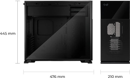 In Win 127 Gaming Midi-Turm Computergehäuse mit Seitenfenster und RGB-Beleuchtung Schwarz