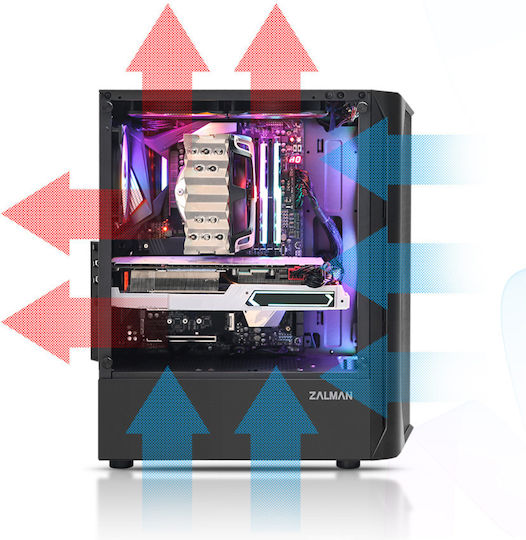 Zalman N4 Rev.1 Gaming Midi Tower Computer Case with Window Panel and RGB Lighting Black