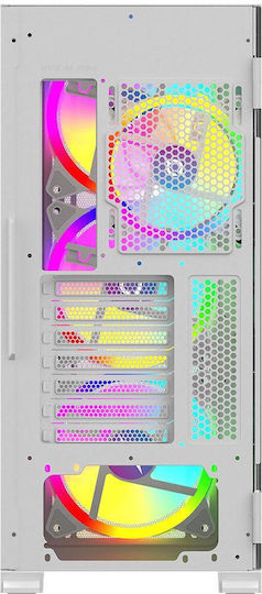 Aqirys Arcturus Pro Gaming Midi Tower Κουτί Υπολογιστή με Πλαϊνό Παράθυρο και ARGB Φωτισμό Λευκό