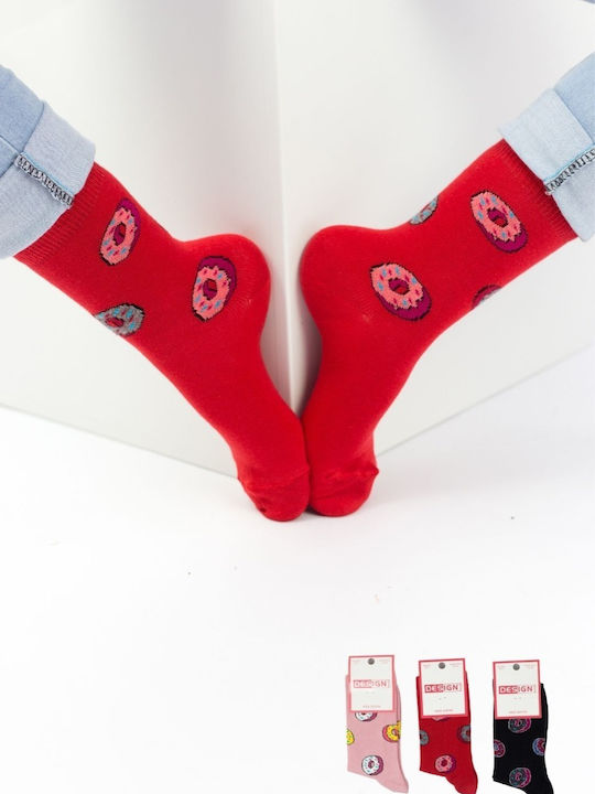 Kids' Socks Girl Design Donut I Cotton 3 Pairs Multicolour