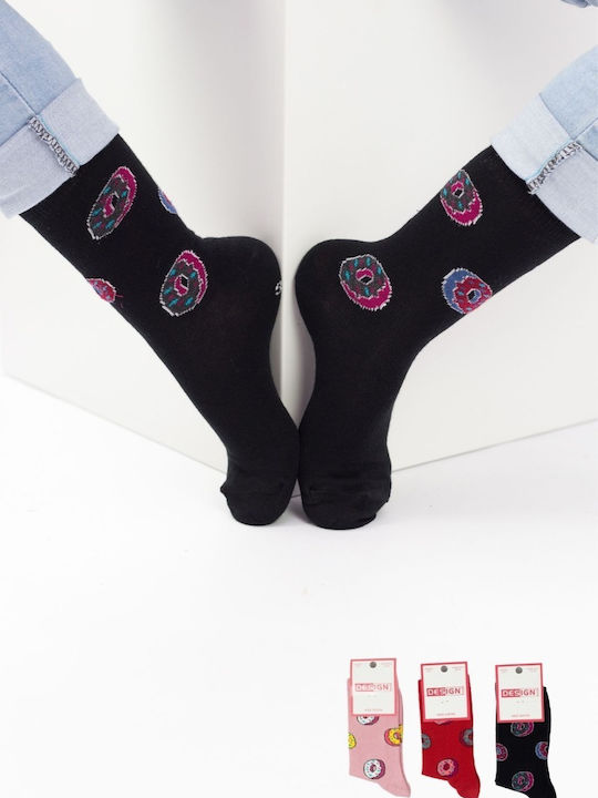 Kids' Socks Girl Design Donut I Cotton 3 Pairs Multicolour