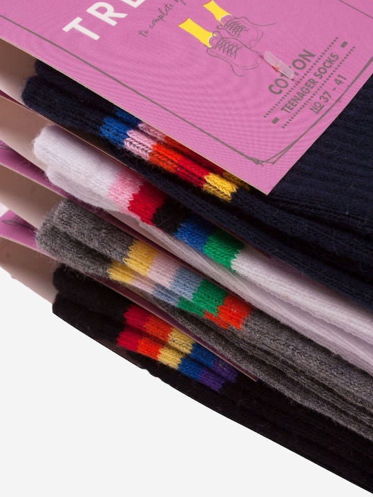 Εφηβικη Καλτσα Colorfoul Stripes Trendy Pack 4 Τεμ Πολύχρωμο