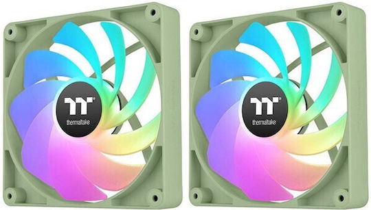 Thermaltake CT120 Reverse Blade Case Fans 2000rpm with ARGB Lighting 2pcs Matcha Green