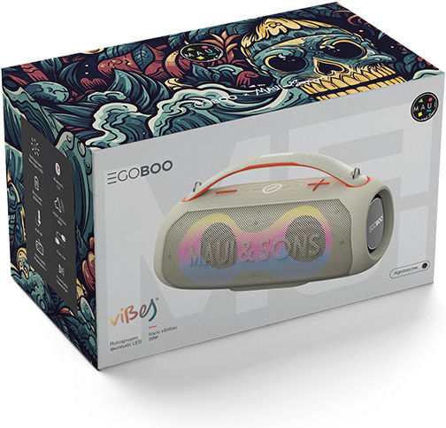 Egoboo X Maui Sons Bluetooth Speaker 20W with Radio and Battery Life up to 5 hours Beige