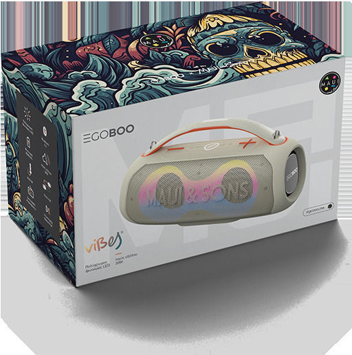 Egoboo X Maui Sons Bluetooth Speaker 20W with Radio and Battery Life up to 5 hours Beige