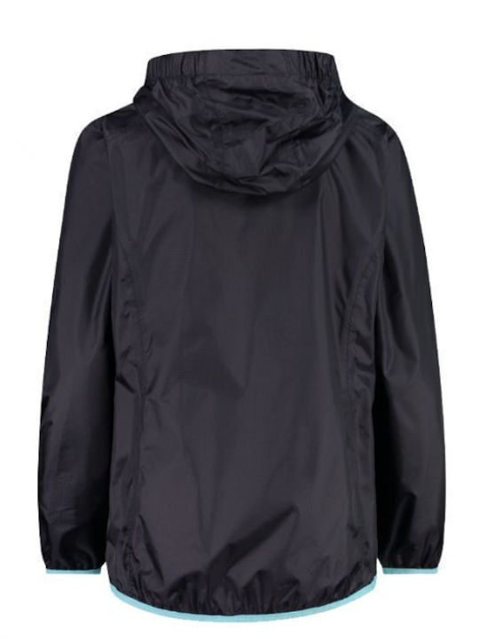 CMP Waterproof Kids' Casual Jacket Short Windproof with Hood Antracite/Acqua.