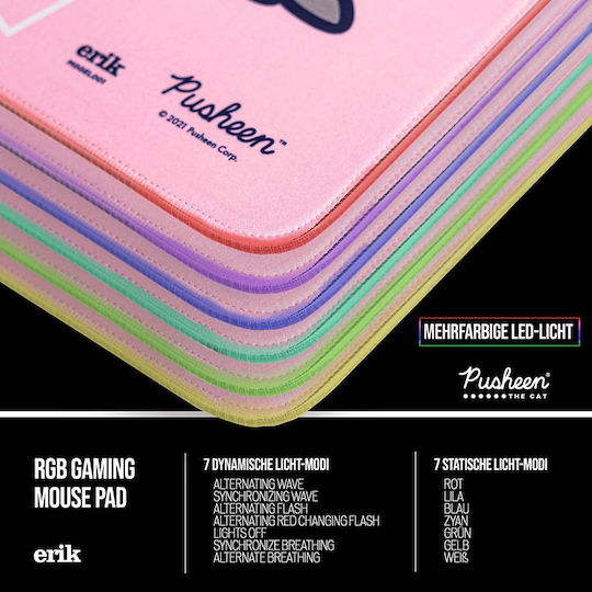 Grupo Erik Pusheen Gaming Mouse Pad XXL (900mm) με RGB Φωτισμό Ροζ MGGEL001