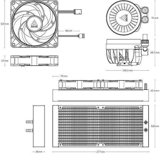 Arctic Freezer III Pro 240 AIO CPU Water Cooling with 2 120mm Fans and ARGB Lighting