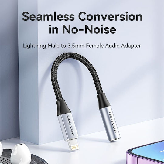 Vention Μετατροπέας Lightning / 3.5mm male σε Lightning / 3.5mm male Γκρι 1τμχ BMBHA