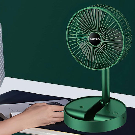 Electric / USB Office/Home Folding Fan Green Portable KLN-288070