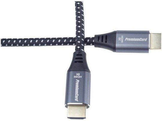 PremiumCord HDMI 2.1 Ultra High Speed 48Gbps 4K 120Hz HDR VRR Cable HDMI Male - HDMI Male 1m Gray